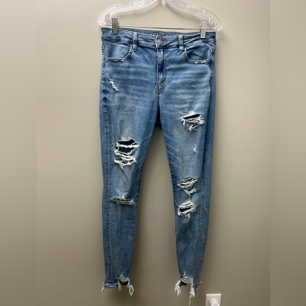 American Eagle High Rise Ripped Jeggings Jeans - Picture 1 of 6